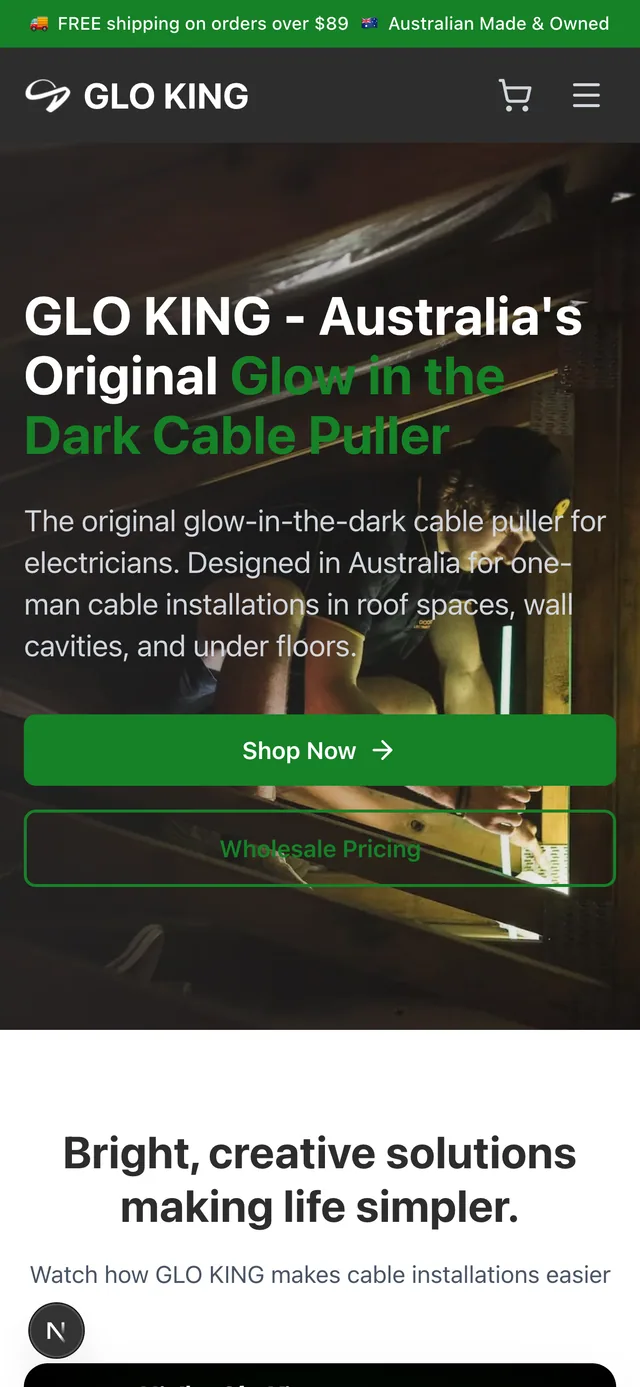 GLO KING website (mobile)