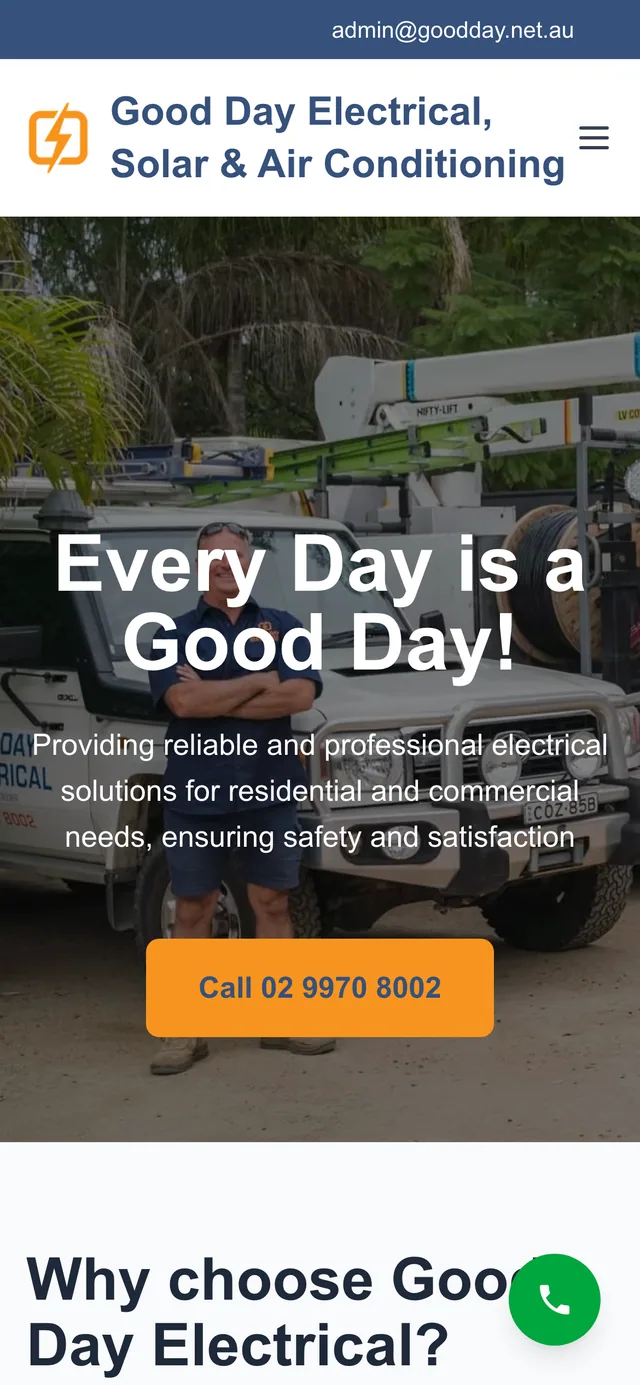 Good Day Electrical website (mobile)